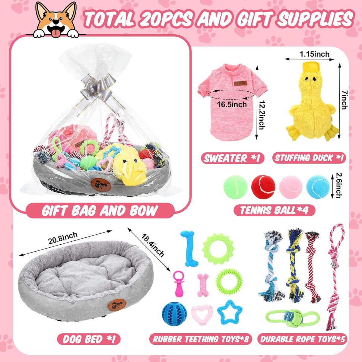 Puppy Gift Set with Bed & Toys - 24 Pieces image 2