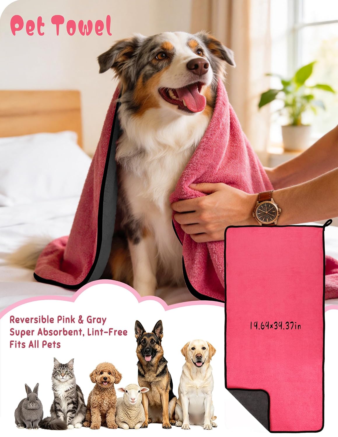 Dog Bathing Kit - 9 Pieces, Pink image 2