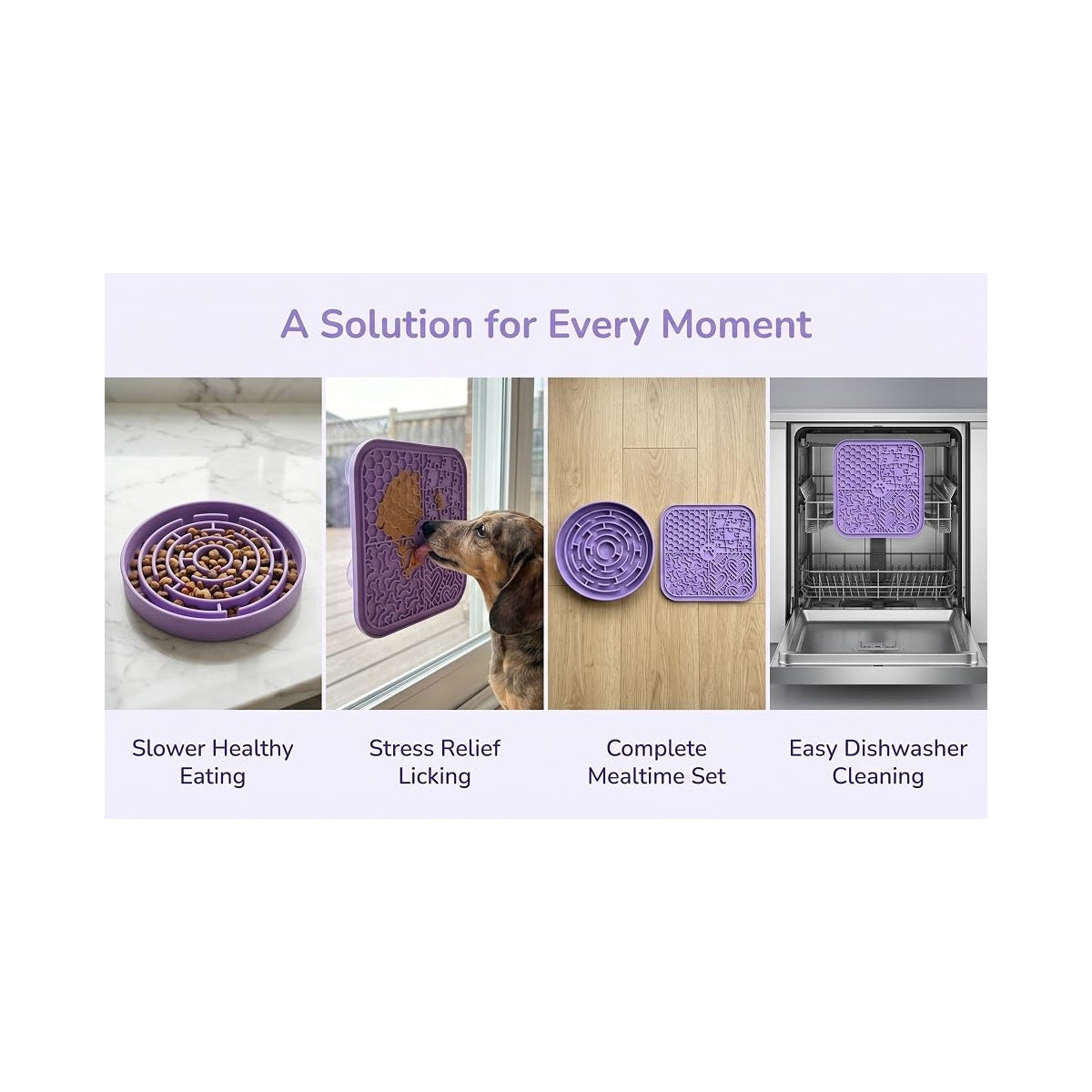 Silicone Lick Mat with Suction Cups - Purple image 1