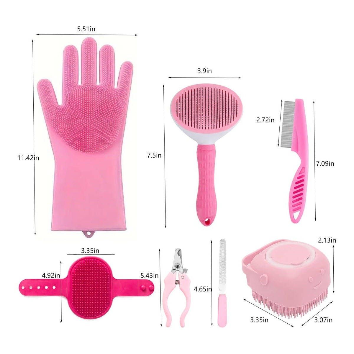 Dog Bath Supplies Set - 8 Pieces, Pink image 1